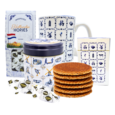 Typisch Hollands Stroopwafels in der Dose – Großer Becher, Spielkarten und Hopfen