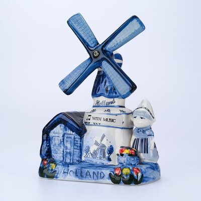 Typisch Hollands Delft blue village mill with music