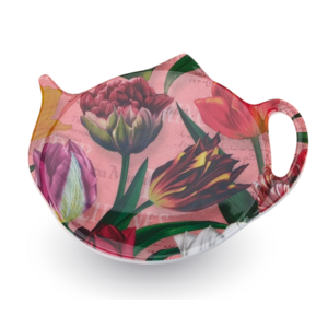 Typisch Hollands Teebeutel – Untertasse – Hübsche Tulpen – Rosa