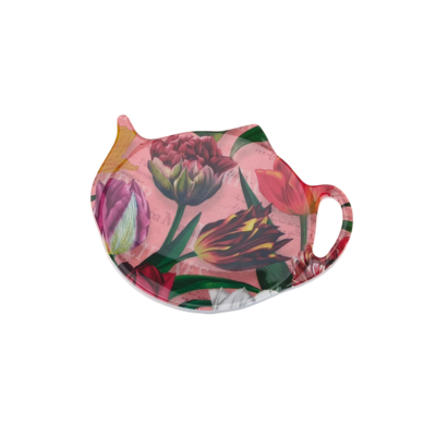 Typisch Hollands Teebeutel – Untertasse – Hübsche Tulpen – Rosa