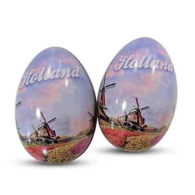 Typisch Hollands Paasei (blik ) gevuld gevuld met chocolade eitjes