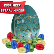 Typisch Hollands Paasei (blik ) gevuld met chocolade eitjes - Amandelbloesem