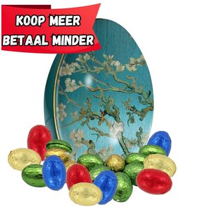 Typisch Hollands Vincent van Gogh -  Cadeaublik Ei – Gevuld met 20 Luxe Chocolade-eitjes