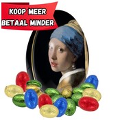 Typisch Hollands Paasei (blik ) gevuld met chocolade eitjes - het meisje met de parel