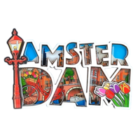 Matix Magneet Amsterdam ( fiets en tulpen ) letters.