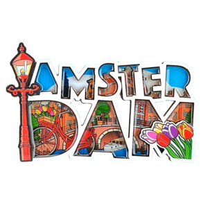 Matix Magnet Amsterdam (bicycle and tulips) letters.