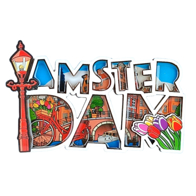 Matix  Magnet Amsterdam (bicycle and tulips) letters.