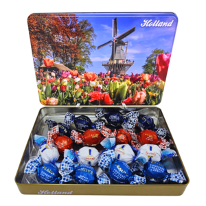 Typisch Hollands Souvenir tin - Mill and tulip field - 16 chocolate balls