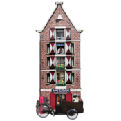 Typisch Hollands Magneet - Amsterdam - Gevelhuisje 3D Pakhuis Bakfiets