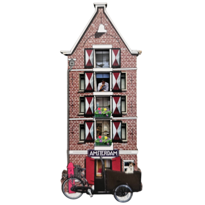 TTD Gifts Magneet - Amsterdam - Gevelhuisje 3D Pakhuis Bakfiets