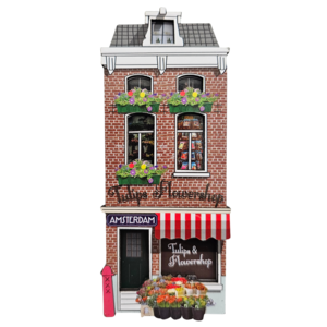 Typisch Hollands Magnet - Amsterdam - Facade House 3D Mansion Tulip Flower Shop
