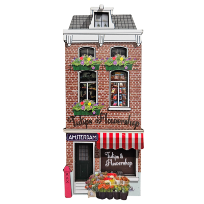 Typisch Hollands Magnet - Amsterdam - Facade House 3D Mansion Tulip Flower Shop