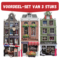 TTD Gifts Magneten set - Amsterdam - Gevelhuisjes winkelstraatje