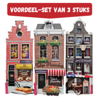 TTD Gifts Magneten set - Amsterdam - Gevelhuisjes winkelstraatje