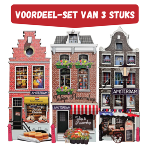 TTD Gifts Magnet set - Amsterdam - Facade houses shopping street