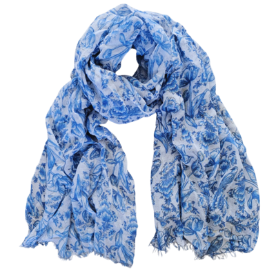 Holland fashion Damenschal mit Tulpenmuster – Delfter Blau