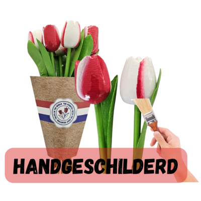 Typisch Hollands Wooden tulips (20cm) in a mixed bouquet. - Red and white