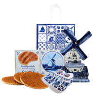 Typisch Hollands Geschenktüte – typisch holländisch – Windmühle – Sirupwaffeln und Holzschuhe