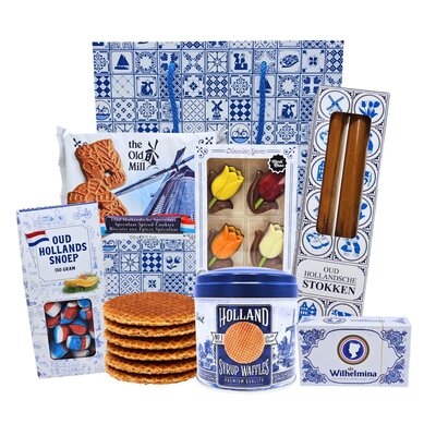 Typisch Hollands Geschenktüte mit niederländischen Köstlichkeiten
