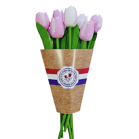 Typisch Hollands Houten Tulpen (20cm)in MIX boeket.  - Roze -wit en Wit -Roze