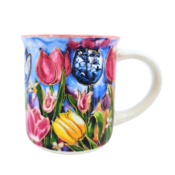 Typisch Hollands Geschenkset van 2 Koffiebekers - kleurrijke tulpen - Rick Triest