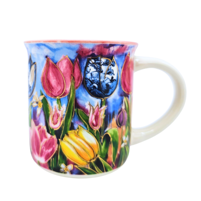 Typisch Hollands Geschenkset van 2 Koffiebekers - kleurrijke tulpen - Rick Triest