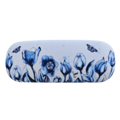 Ter Steege souvenirs Brillenetui – Weiß mit blauen Tulpen und einem Schmetterling.