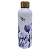 Ter Steege souvenirs Water bottle (insulated bottle) White with blue tulips and butterfly