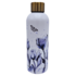 Typisch Hollands Wasserflasche (Isolierflasche), weiß mit blauen Tulpen und Schmetterling