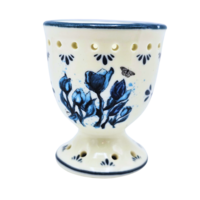 Typisch Hollands Eierbecher weiß mit blauen Tulpen