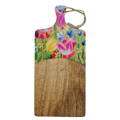Typisch Hollands Käsebrett mit holländischen Tulpen, 35 x 16 cm