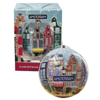 Typisch Hollands Weihnachtskugel in voller Farbe, Amsterdamer Grachtenhäuser