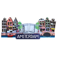 Typisch Hollands Magnet Amsterdam – Einkaufsstraße mit Zugbrücke.