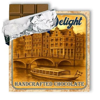 Typisch Hollands Melkchocoladereep 180 gram  in vintage verpakking - Grachtengordel Amsterdam
