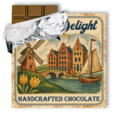 Typisch Hollands Milchschokoladentafel, 180 Gramm, in Vintage-Verpackung – Giebelhäuser und Windmühle