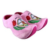 Typisch Hollands Pink Wooden Shoe Slippers - Windmills - now with FREE cuddly doll
