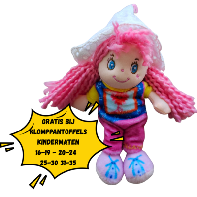 Typisch Hollands Pink Wooden Shoe Slippers - Kissing Couple - now with FREE cuddly doll