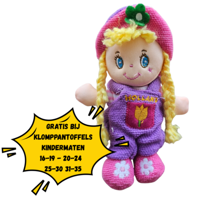 Typisch Hollands Rosa Holzpantoffeln – Windmühlen – jetzt mit GRATIS Kuscheltier