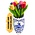 Nijhuis  Delfts blauwe klomp met houten tulpen.