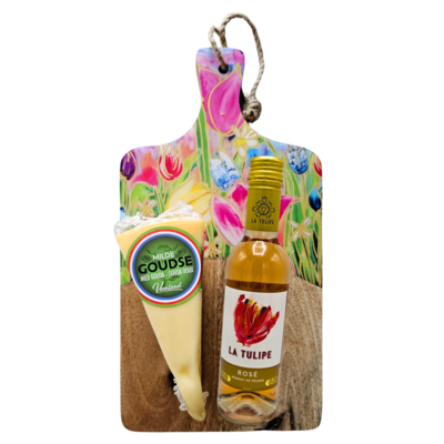 Typisch Hollands Holland tulips gift set - cheese board - cheese and rosé (temporarily free mustard)