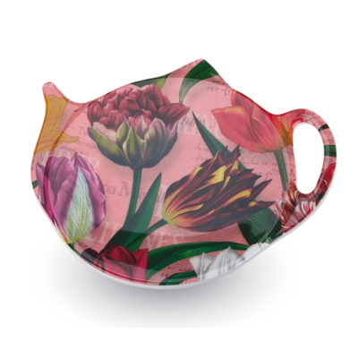 Typisch Hollands 	Tea bag - Saucer - Pretty tulips - with 5 chocolate tablets