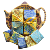 Typisch Hollands Tea bag - Saucer - Van Gogh's Sunflowers with 5 chocolate tablets