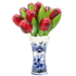 Nijhuis  Delfts blauwe vaas met 9 houten tulpen - Rood - Donker
