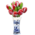Typisch Hollands Delfts blauwe vaas met 9 houten tulpen - Rood-Wit