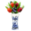 Typisch Hollands Delfter blaue Vase mit 9 Holztulpen - Rot-Weiß-Aubergine