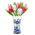 Typisch Hollands Delfter blaue Vase mit 9 Holztulpen - Rosa-Weiß & Weiß-Rosa