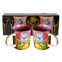 Typisch Hollands Geschenkset mit 2 Kaffeetassen – bunte Tulpen – Rick Triest