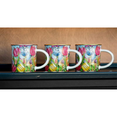 Typisch Hollands Geschenkset mit 2 Kaffeetassen – bunte Tulpen – Rick Triest