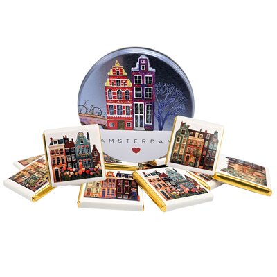 Typisch Hollands Tin of Amsterdam Gable Houses Chocolate Tiles