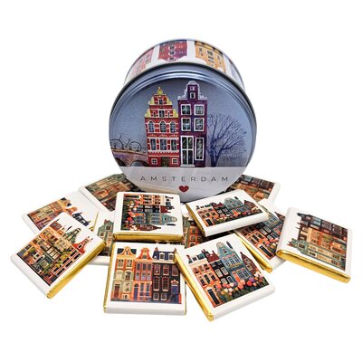 Typisch Hollands Tin of Amsterdam Gable Houses Chocolate Tiles
